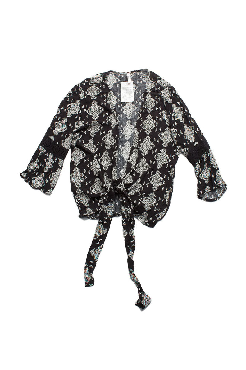 Kimono negro estampado