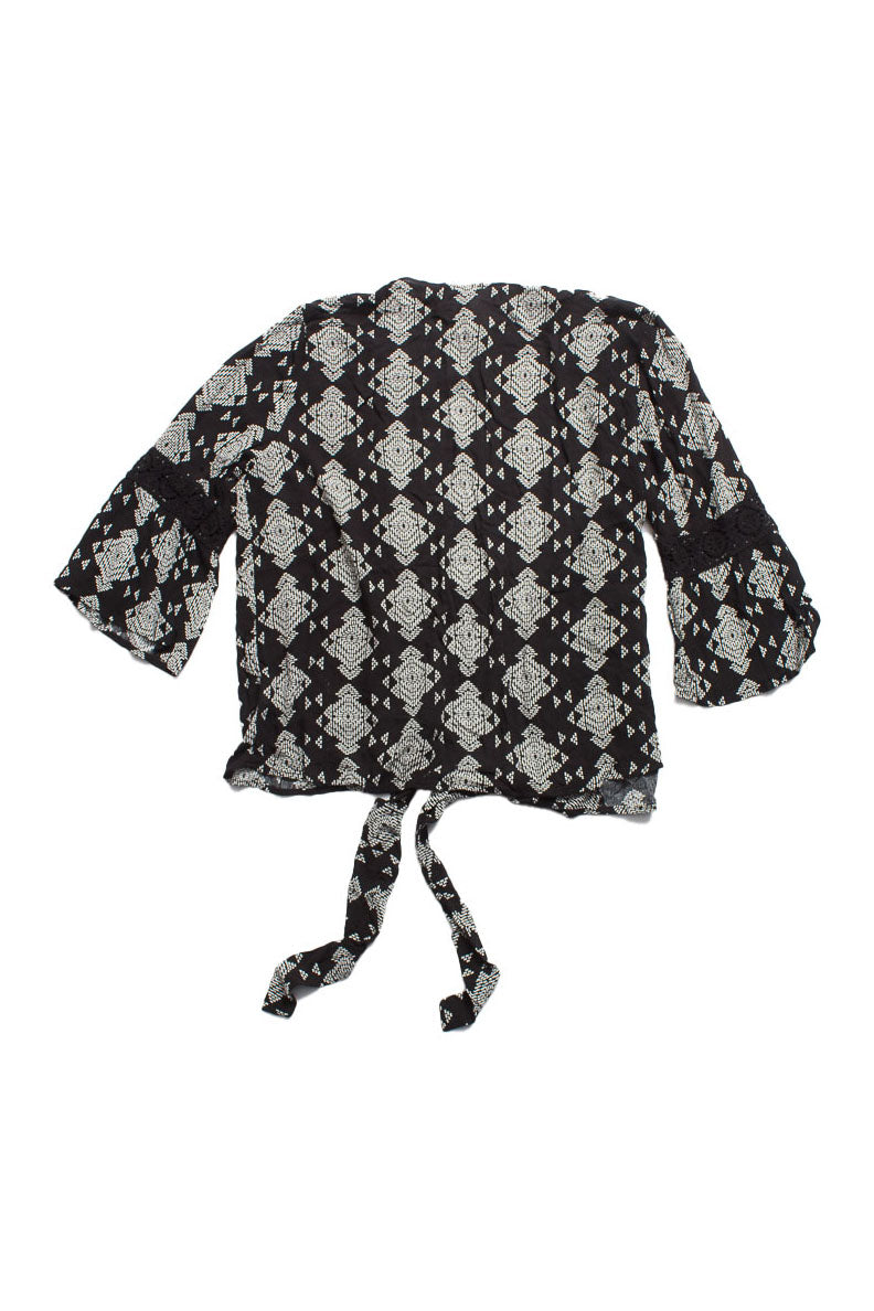 Kimono negro estampado
